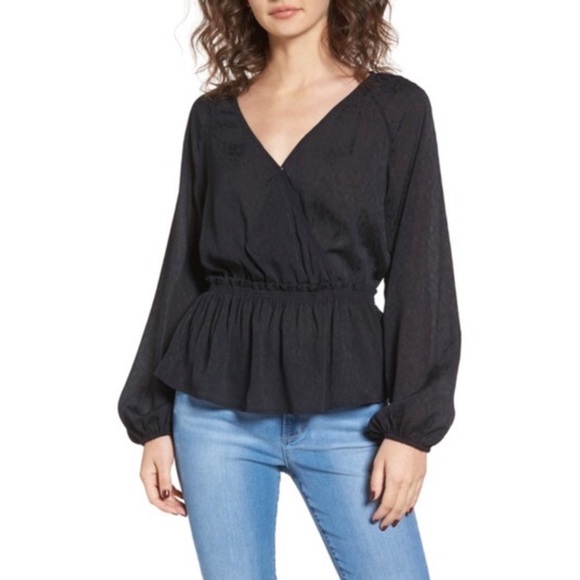 black wrap peplum top